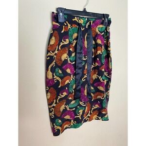 VINTAGE Silk Fan Pencil Skirt 6
